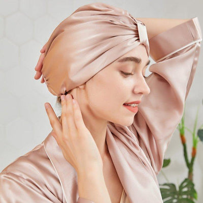 SilkyBerries 100% mulberry silk hair bonnet, 19 momme silk sleep cap to protect hair overnight