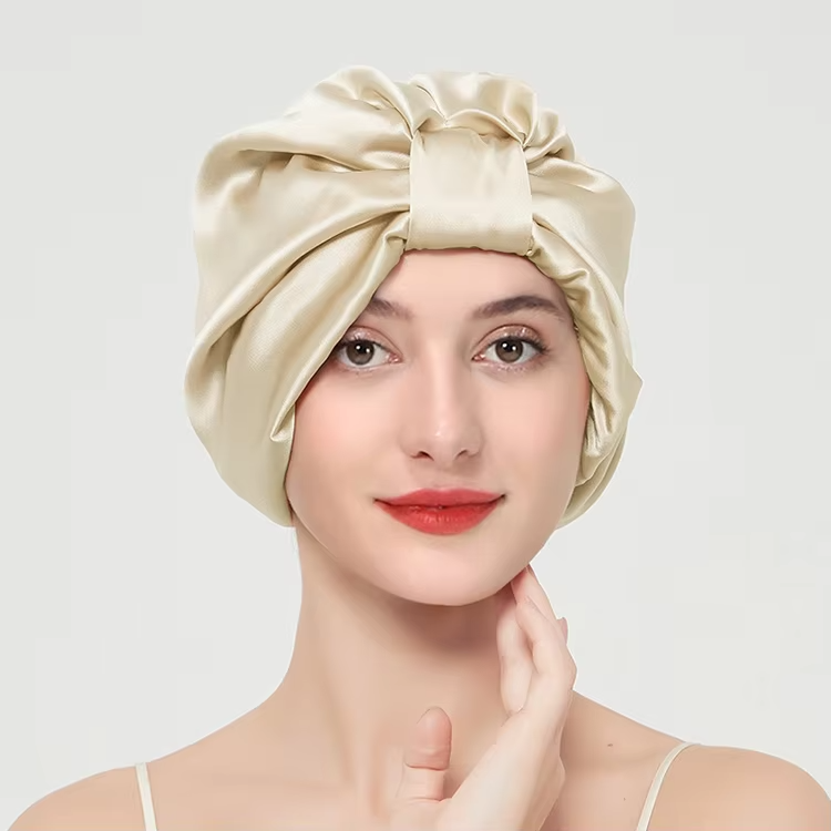 SilkyBerries 100% Mulberry Silk Bonnet, 19 Momme Silk Night Sleep Cap - SilkyBerries