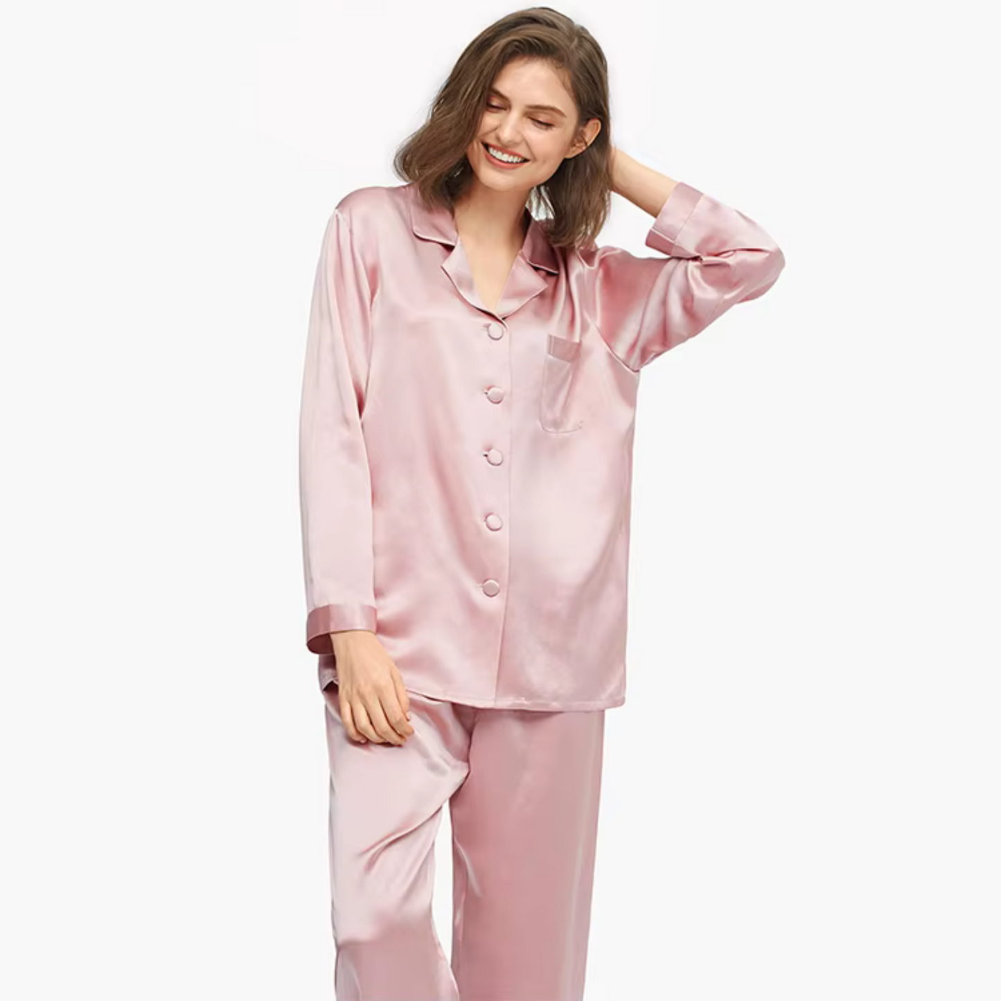 Pijama de lujo para mujer, 100 % seda morera natural que protege la piel