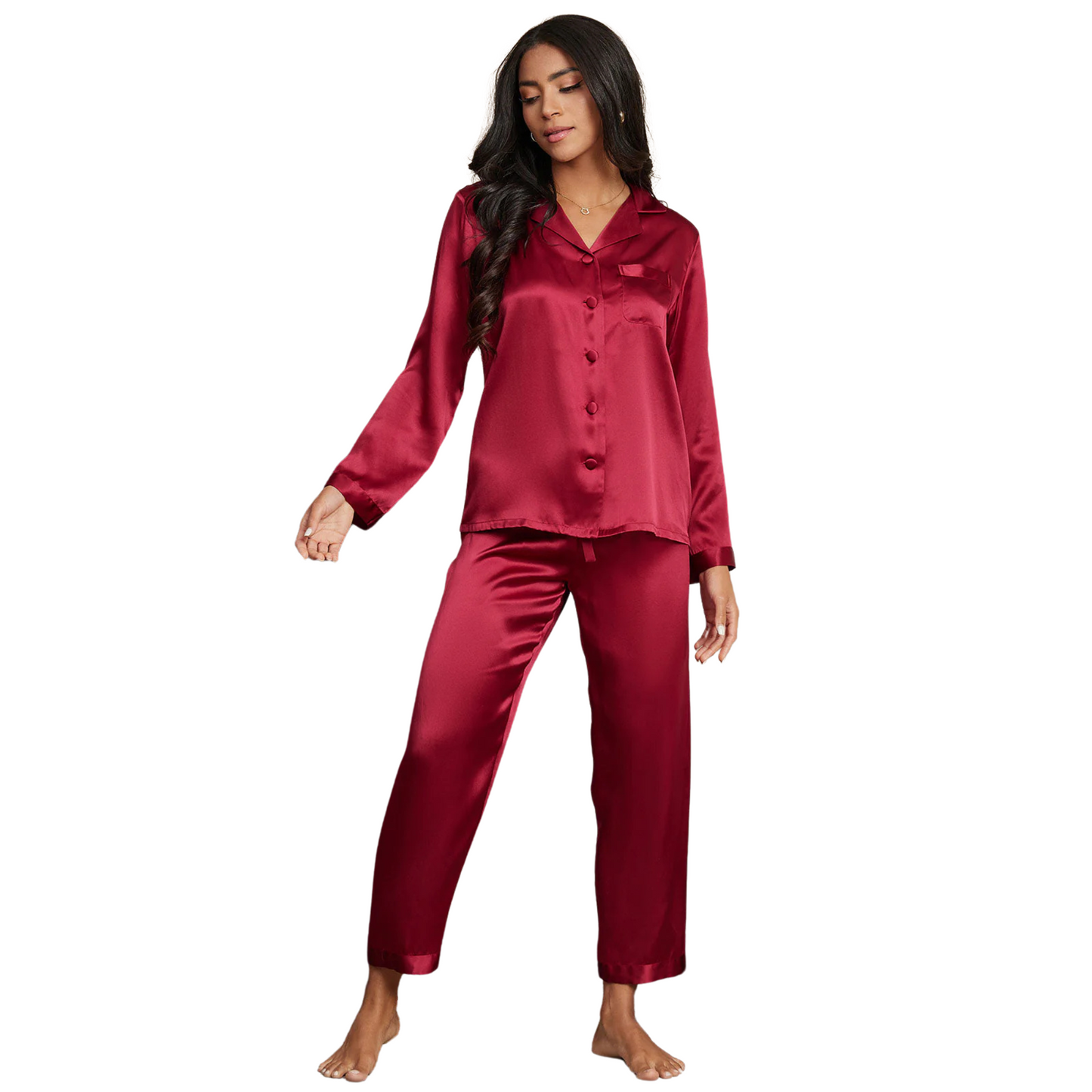 Pijama de lujo para mujer, 100 % seda morera natural que protege la piel