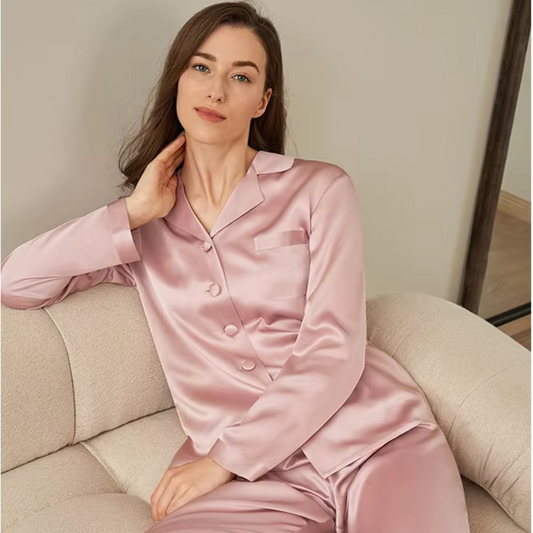 Pijama de lujo para mujer, 100 % seda morera natural que protege la piel